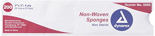 Dynarex Gauze Non Woven Non Sterile Sponges - 2 Inches X 2 Inches - 4 Ply - 200 ea