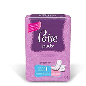 Poise ultimate absorbency pads, long - 27 ea, 4 pack.