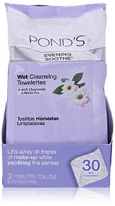 Ponds wet cleansing towelettes, evening soothe with chamomile and white tea, 30 ea