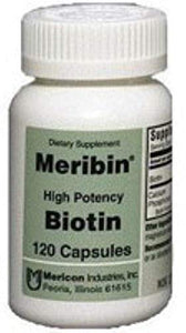 Meribin high potency biotin 5mg supplement capsules - 120 ea