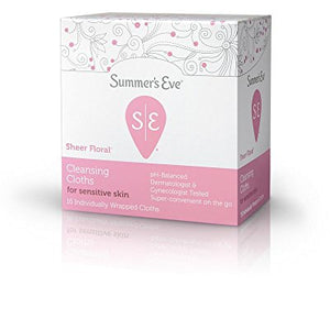Summers Eve Feminine Cleansing Wash Soft Cloths for Sensitive Skin, Sheer Floral - 16 ea