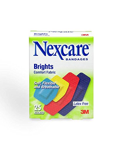 Nexcare Active Brights Comfort Fabric Latex Free Bandages, Assorted Sizes - 25 ea