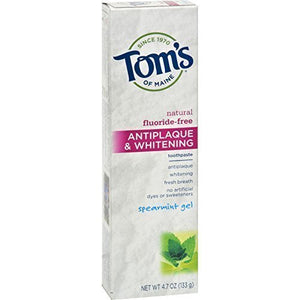 Tom's of Maine Antiplaque & Whitening, Fluoride-Free Natural Toothpaste - 4.7 OZ