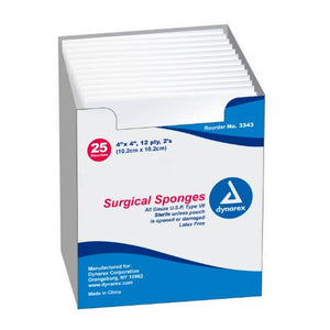 Standard Gauze Sponges Sterile - 4 In X 4 In - 12 Ply - 2S, 25 ea