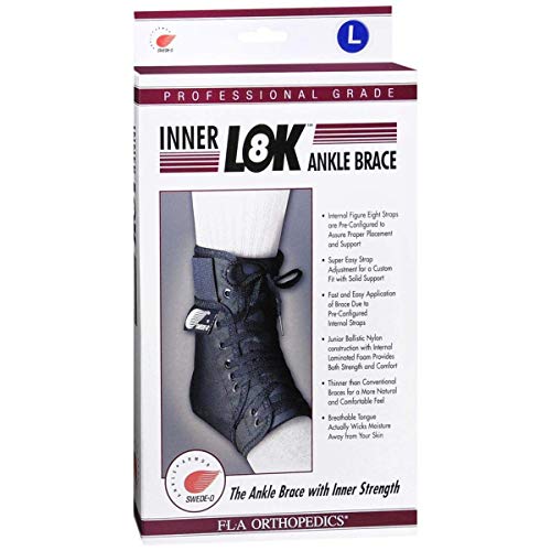 Fla orthopedics Inner lok 8 ankle brace lace up by Swede-O, Black, Large (men : 11-12, women : 12-13) - 1 ea