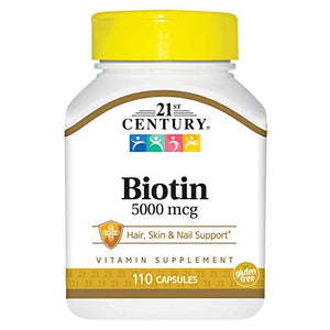 21st Century Biotin 5000 mcg High-Potency, Capsules - 110 ea