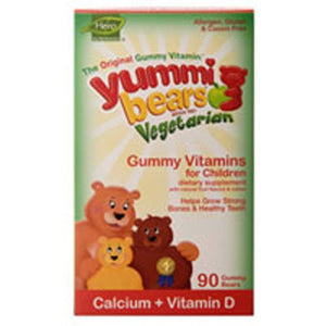 Yummi Bears Calcium + Vitamin D3, Vegetarian, 90 Sour Gummy Bears.