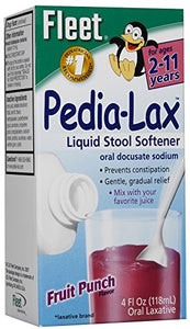 Fleet Pedia-lax Oral Docusate Sodium Liquid Stool Softener, Fruit Punch - 4 OZ