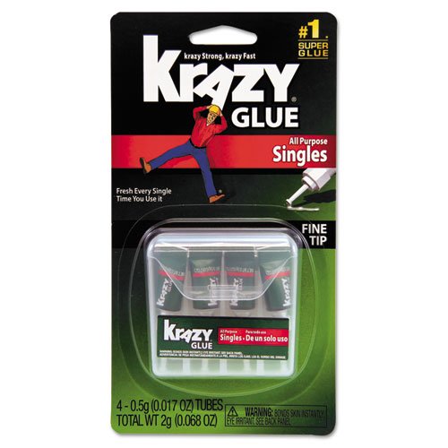Elmers instant Krazy all purpose glue liquid, 4 single use tubes, 4 ea
