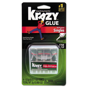 Elmers instant Krazy all purpose glue liquid, 4 single use tubes, 4 ea