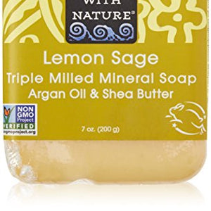 One With Nature - Dead Sea Mineral Bar Soap Mild Exfoliating Lemon Sage - 7 oz.