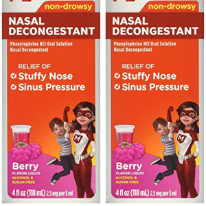 Sudafed Nasal Decongestant, Non-Drowsy, Raspberry Flavor Liquid - 4 OZ