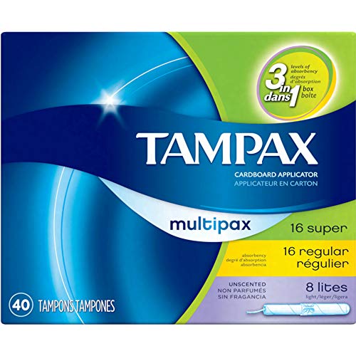 Tampax Tampons Multipax Flushable Applicator Regular/Super/Lites - 40 each.