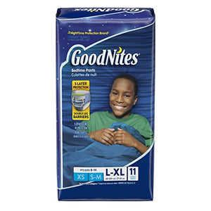 GoodNites Boys Bedtime underwear jumbo 60 to 125 plus lbs, large/Extra large - 11 ea, 4 pack.