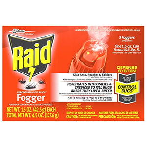 Raid Concentrated Deep Reach Fogger,3 Packs - 168gm ea