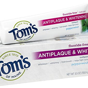 Tom's of Maine - Natural Toothpaste Antiplaque & Whitening Fluoride-Free Peppermint - 5.5 oz.