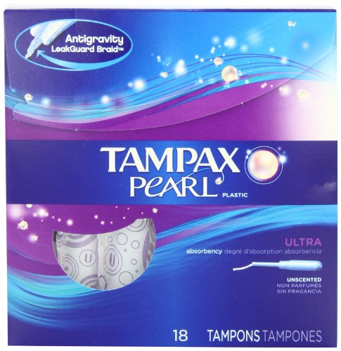 Tampax pearl plastic tampons, ultra absorbency, unscented - 18 ea