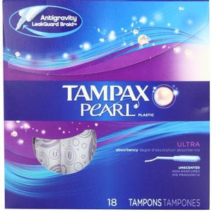 Tampax pearl plastic tampons, ultra absorbency, unscented - 18 ea