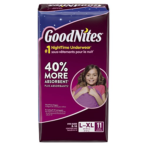 GoodNites Bedtime Girls Underwears jumbo 60 to 125 plus lbs, large/Extra large - 11 ea, 4 pack.