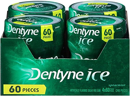 Dentyne Ice sugarless chewing gum bottle with spearmint flavor - 60 ea ( Pack Of 4 )