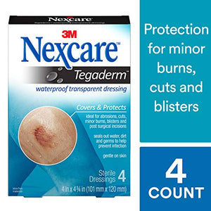 Nexcare Tegaderm transparent dressing of 4 X 4 3/4 inches - 4 ea