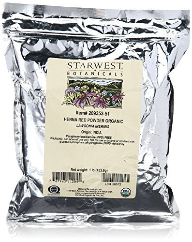 Starwest Botanicals, Organic Henna Powder, Red - 1 lb