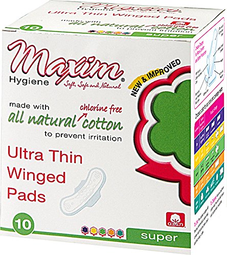 Maxim Hygiene - Individually Wrapped Cotton Pads Ultra Thin Winged Overnight Unscented - 10 Count