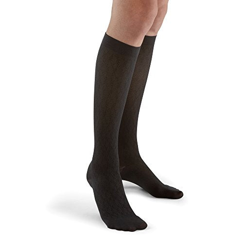 Futuro revitalizing trouser black diamond pattern socks for women of 16-20 mm compression, medium - 1 ea