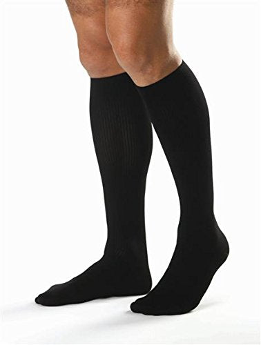 Men's 8-15 mmHg Closed Toe Knee High Support Sock Size: Large, Color: Black