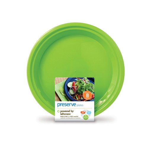 Preserve - Reusable Recycled Plastic Plates Large 10.5 inch Apple Green - 8 Piece