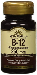 Windmill Vitamin B-12 250 MCG Tablets - 100 ea
