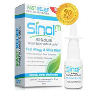 Sinol m Fast Allergy and Sinus Relief All Natural Nasal Spray With MucoAd - 15 ml