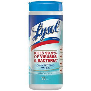 Lysol 4 In 1 Disinfecting Wipes, Ocean Fresh - 35 ea, 12 pack.
