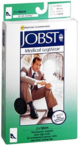 Jobst medical legwear knee high 20-30 mm/hg compression of medium size, black for men - 1ea