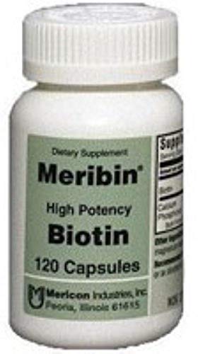Meribin high potency biotin 5mg supplement capsules - 120 ea