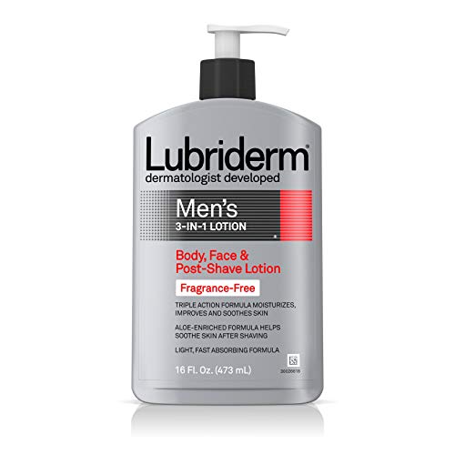 Lubriderm Men's 3-In-1 Lotion, Body, Face And Post-Shave Lotion, Fragrance Free - 473 ml