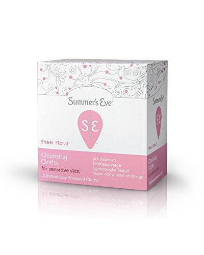 Summers Eve Feminine Cleansing Wash Soft Cloths for Sensitive Skin, Sheer Floral - 16 ea