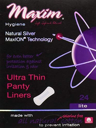 Maxim Hygiene - Natural Silver MaxION Technology Ultra Thin Panty Liners Lite - 24 Count