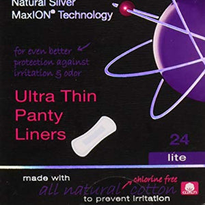 Maxim Hygiene - Natural Silver MaxION Technology Ultra Thin Panty Liners Lite - 24 Count