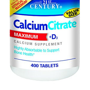 21st Century Calcium Citrate Plus D Maximum Caplets - 400 ea