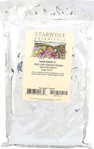 Starwest Botanicals, Organic Sage Leaf Powder -  1 lb