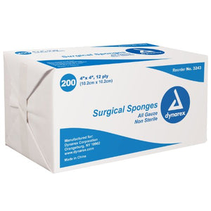 Dynarex Standard Gauze Sponges Non-Sterile - 4 In X 4 In - 12 Ply - 200 ea