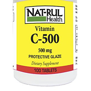 Nat - rul Health Vitamin C 500mg Tablets With Protective Glaze - 100 ea
