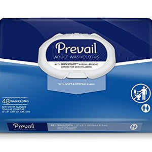 Prevail soft fabric washcloths with press N pull lid, size: 8 x 12 inches - 48 ea.