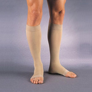Jobst medical legwear stockings relief compression knee high 20-30 mm/Hg, open toe beige, medium - 1 ea