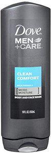 Dove men plus care body and face wash, clean comfort - 18 oz