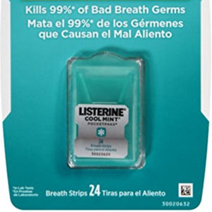 Listerine PocketPaks Oral Care Strips, Cool Mint - 24 ea (Pack of 12)