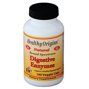 Healthy Origins - Natural Broad Spectrum Digestive Enzymes - 180 Vegetarian Capsules