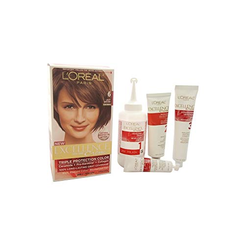 LOreal Excellence triple protection hair color creme, 6 light brown - 1 Kit