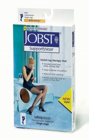 Jobst UltraSheer Thigh Highs Stockings, 8-15 mmHg Compression, Silky Beige, Size: Large - 1 Each.